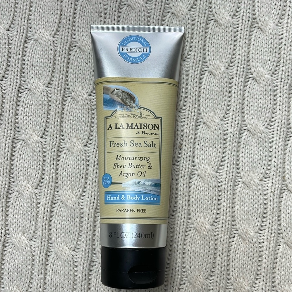 NWOT. A LA MAISON Fresh Sea Salt Hand & Body Lotion. 8 oz. parade free. Shea.